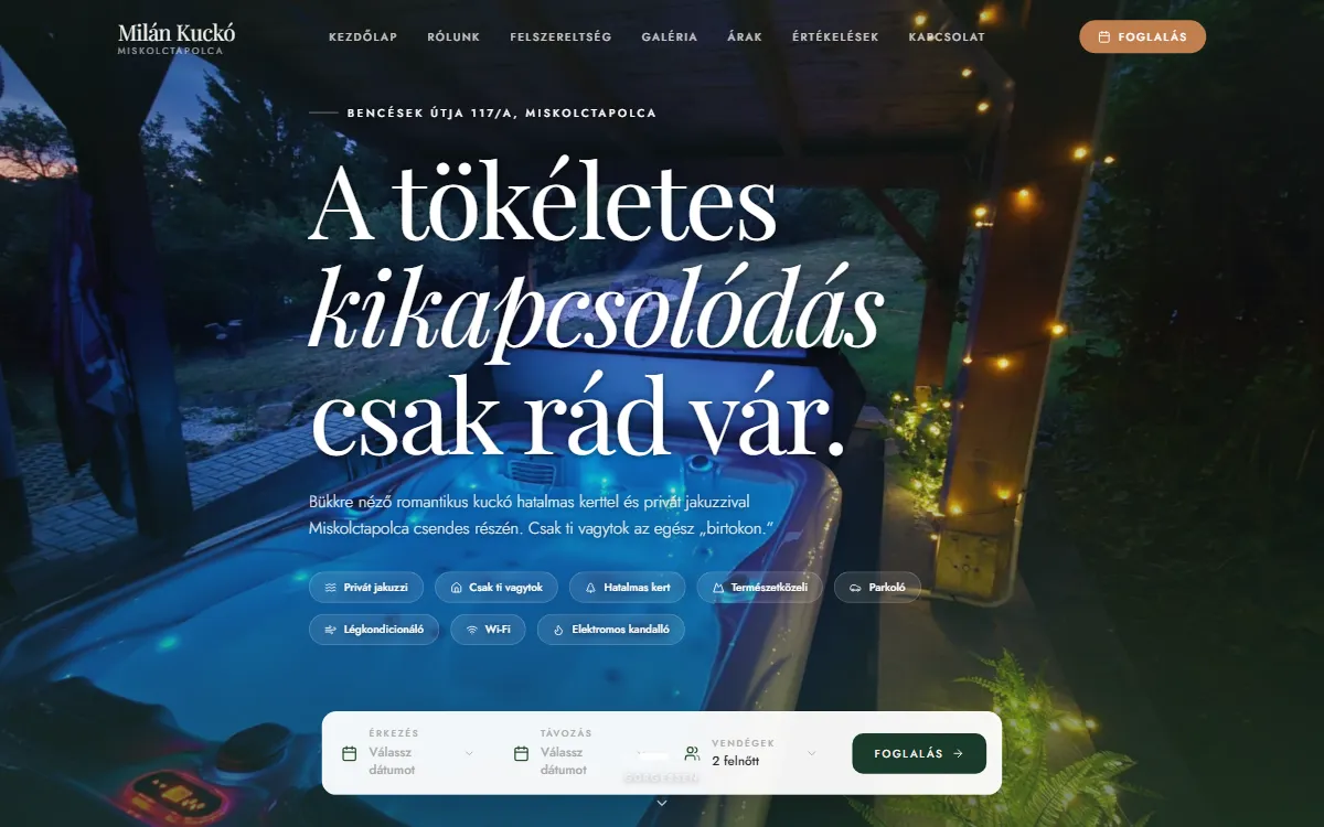 A Milán Kuckó weboldalának nyitóoldala